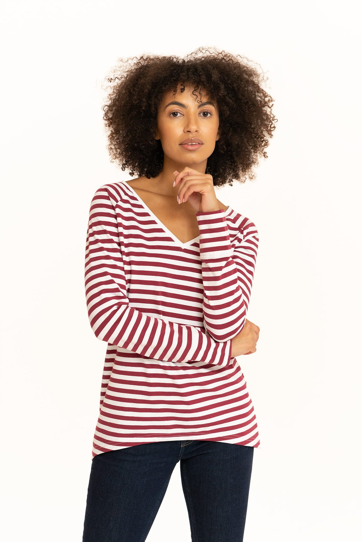 Longsleeve Daily Basic Paski Burgund