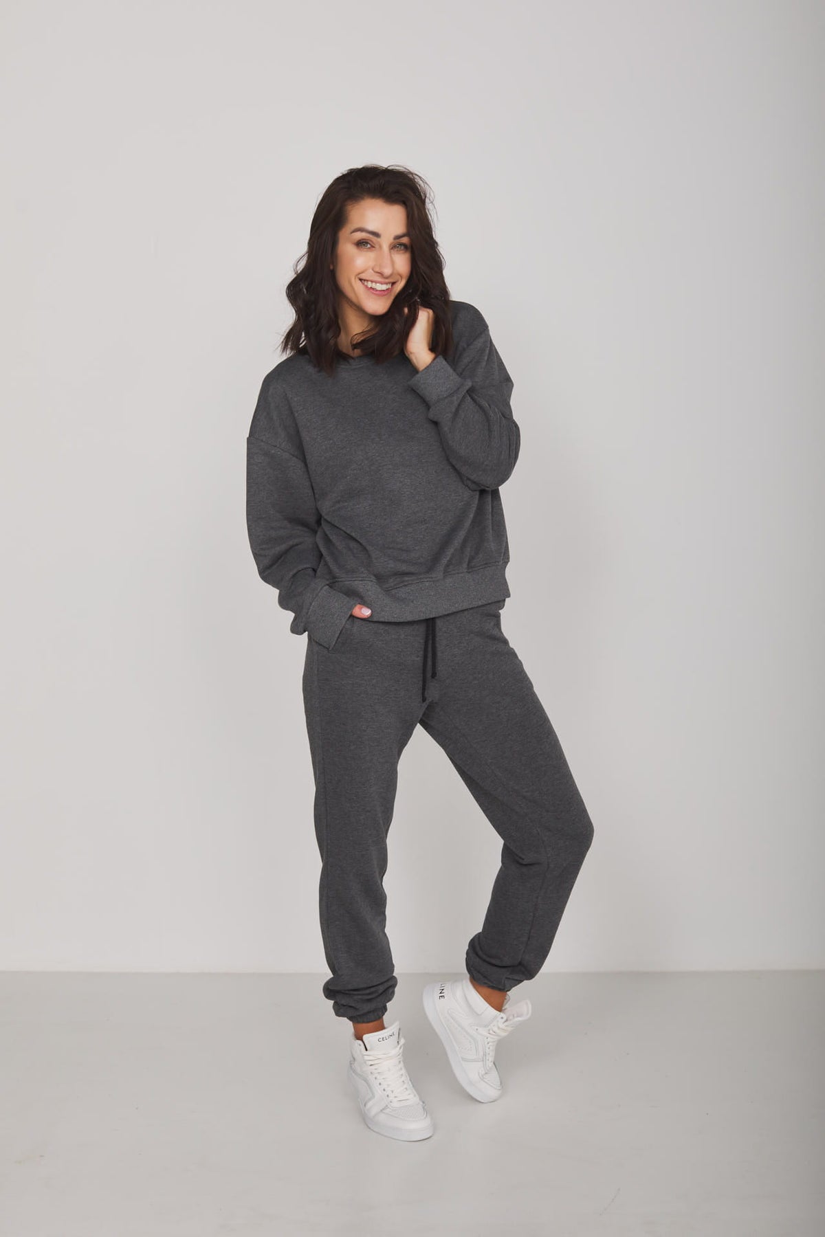 Bluza Klasyk Szary Ciemny Melanż