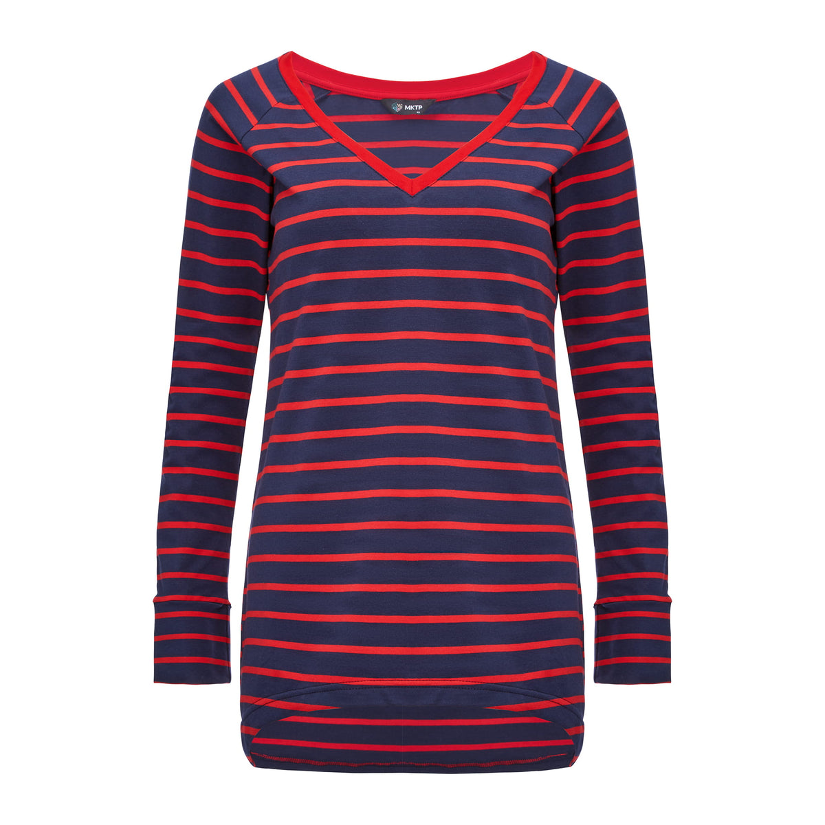 Longsleeve Daily Basic Szerokie Paski Granatowo-Czerwone