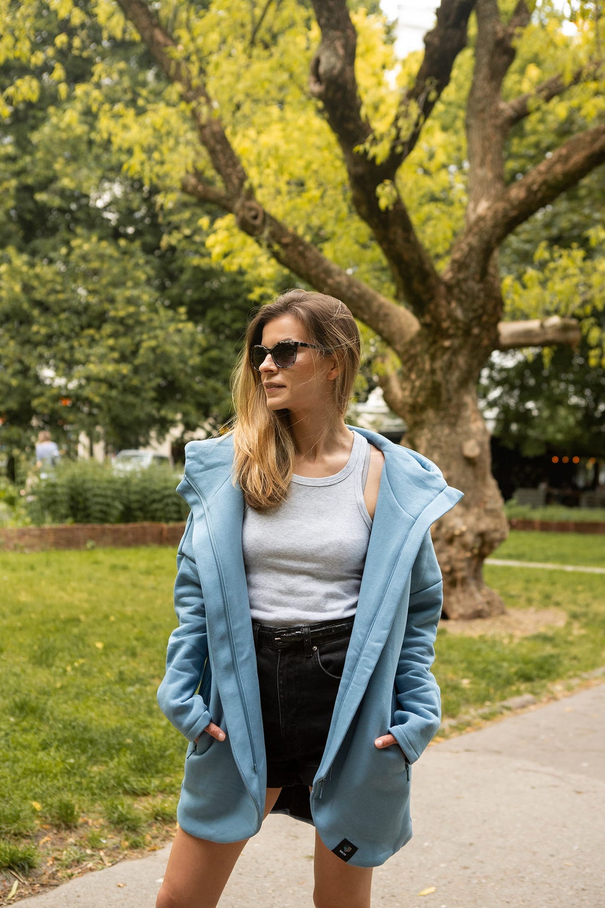 Peleryna No.2 na suwak Niebieski Denim
