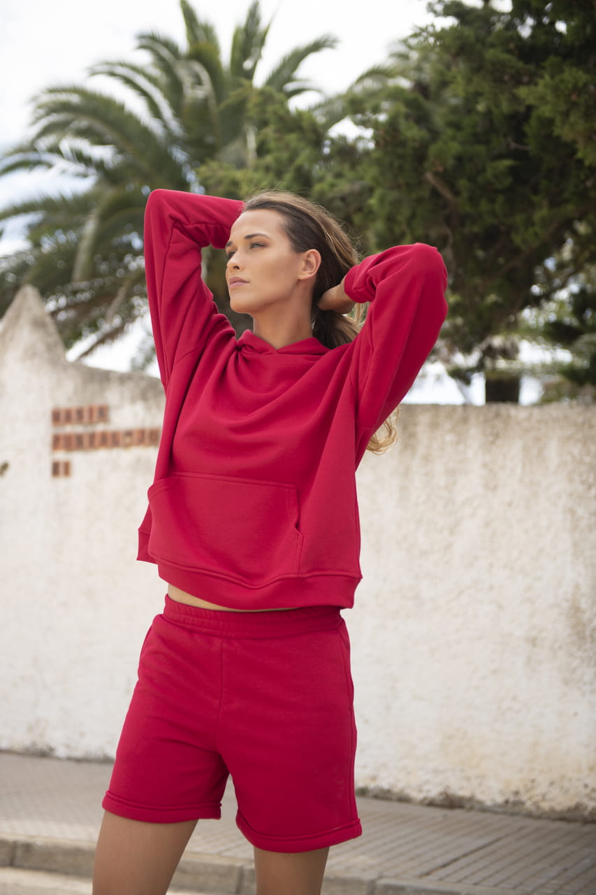 Bluza More Fridays z kapturem Magenta