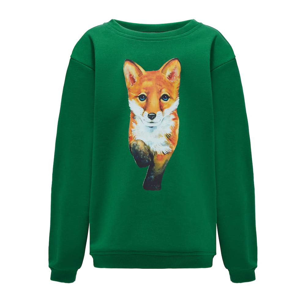 Bluza Kids z Lisem Butelkowa Zieleń