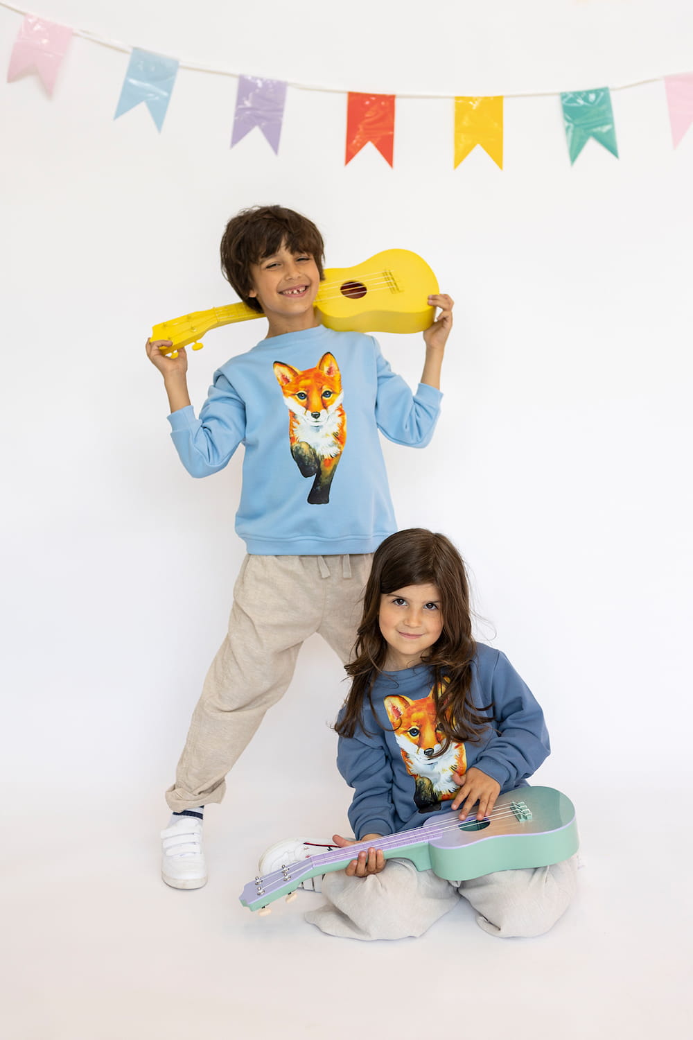 Bluza Kids z Lisem Niebieski Dżins