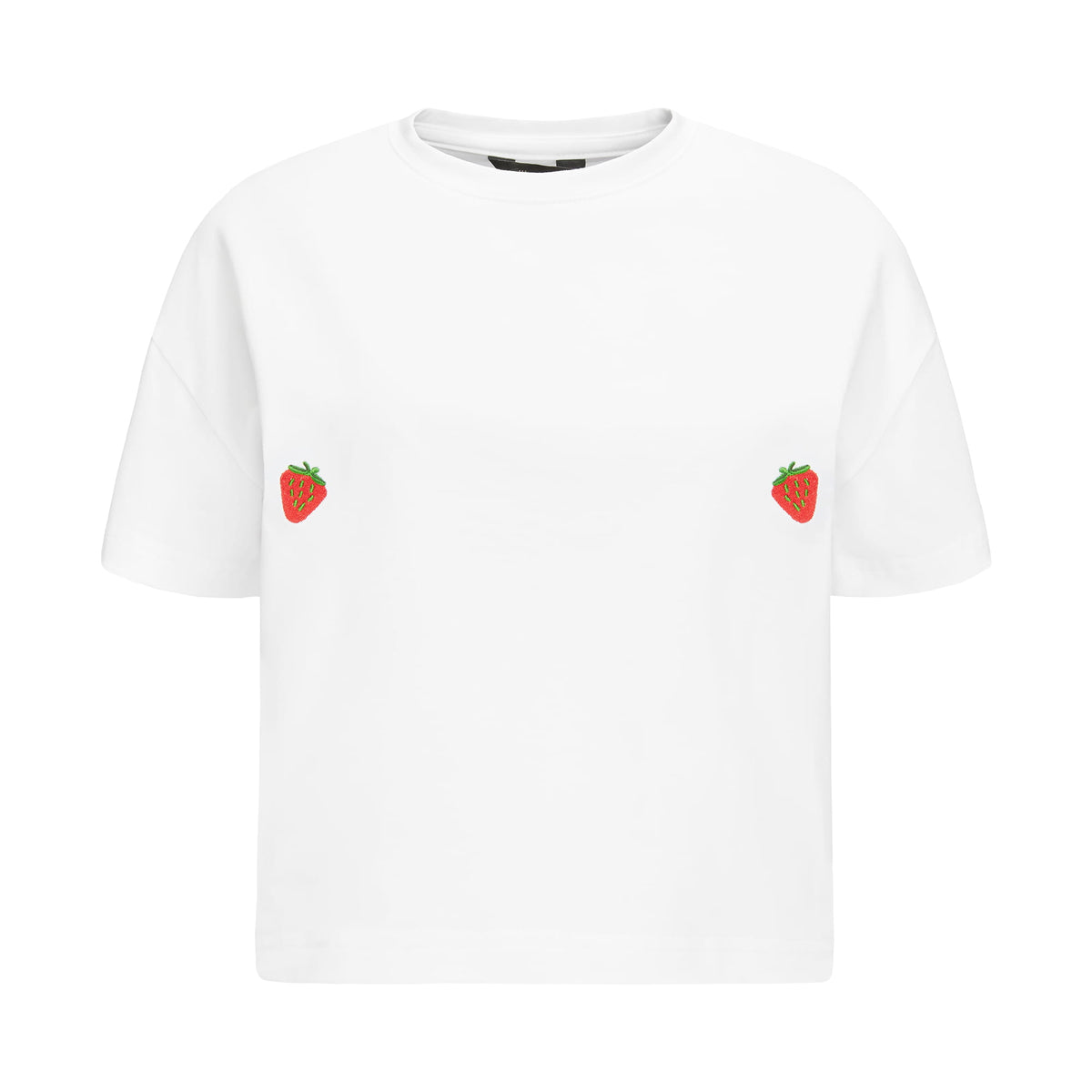 T-shirt Crop-Voilà Biały Truskawki